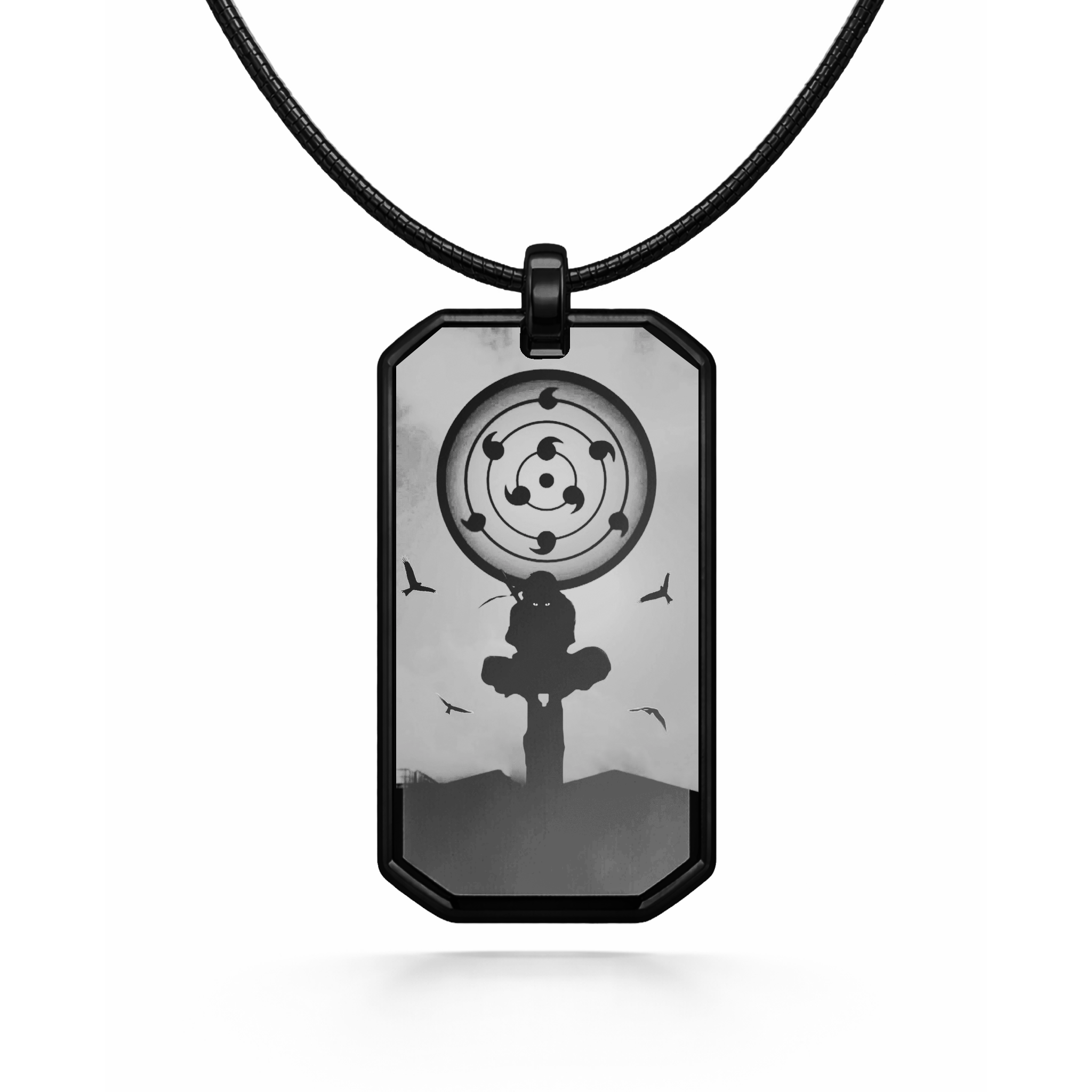 Collier noir avec pendentif Itachi