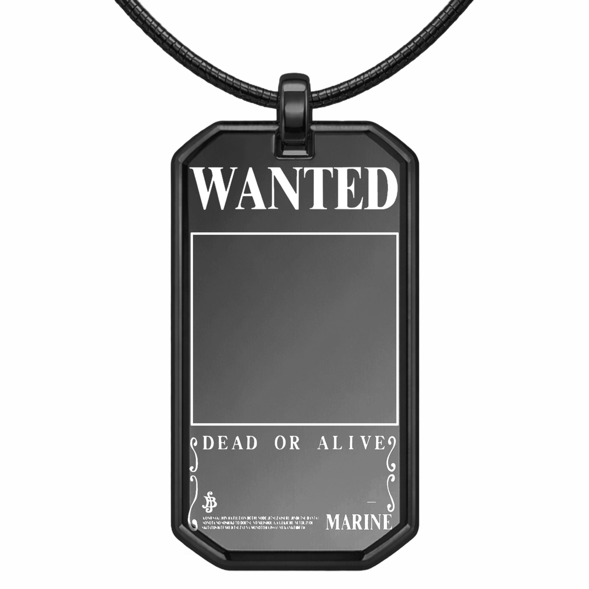Collier noir avec pendentif Wanted personnalisable