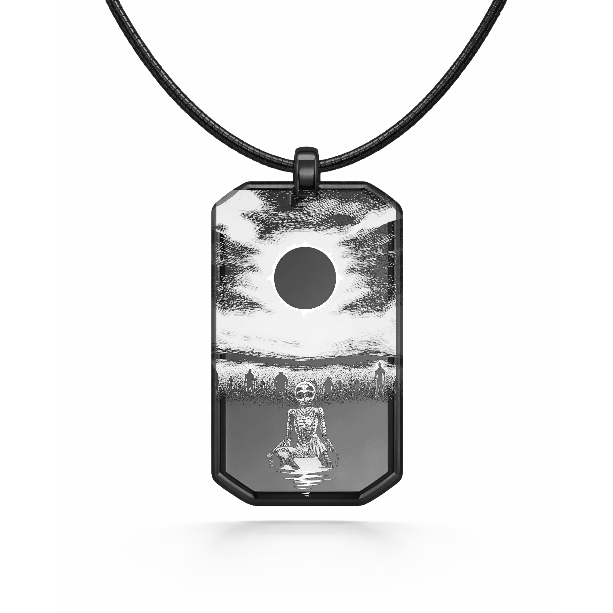 Collier noir avec pendentif Eclipse