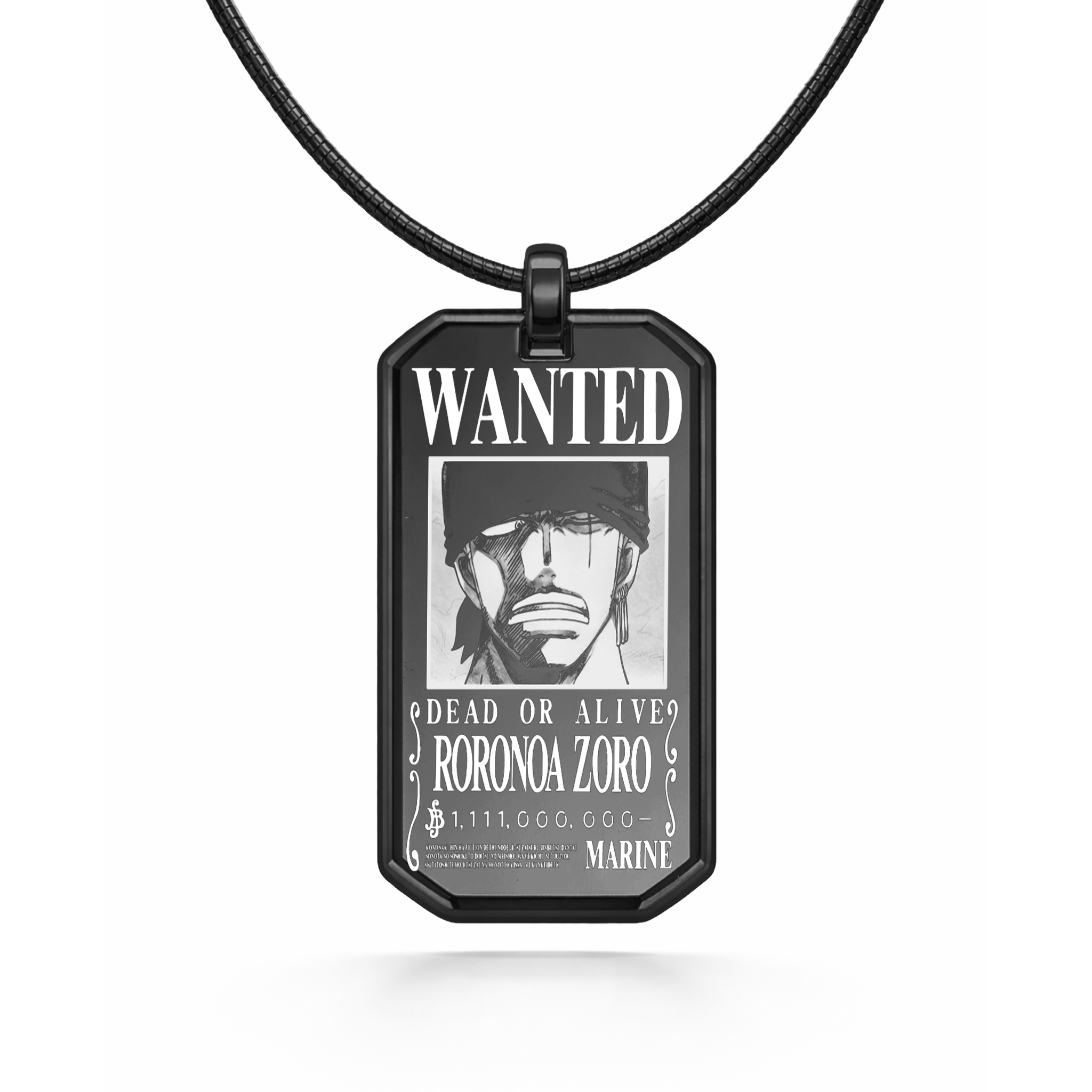 Collier noir avec pendentif Wanted